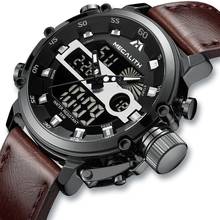 MEGALITH-reloj deportivo Digital para hombre, cronógrafo de cuarzo y cuero, resistente al agua, multifunción, LED, 8051M 2024 - compra barato