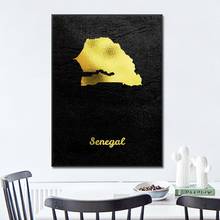 Золотая карта из Сенегала, холст, настенная печать, современная картина, плакат, Настенная картина, гостиная, кухня, украшение для дома, картина, рамка 2024 - купить недорого