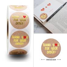 500pcs 2.5cm Thank You for YOUR ORDER Kraft Paper Stickers Gold Foil Round Labels Packing DIY Decoration Sticker 2024 - buy cheap