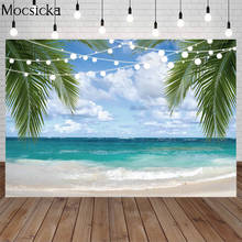 Mocsicka Summer Tropical Palms Tree Sea Beach Photography Backdrops Blue Sky Light Bulb Children Holiday Background Photo Studio 2024 - buy cheap