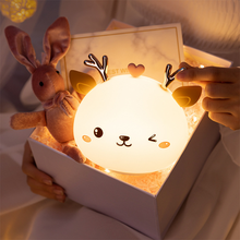 Cute LED Night Light Silicone Touch Sensor 8 Colors Deer Night Lamp Kids Baby Bedroom Desktop Decor Ornaments USB Charge 2024 - buy cheap