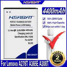 Аккумулятор HSABAT 4400 мАч BL203 BL214 BL236 для Lenovo A278T A365E A308T A369 A66 A318T A385E A300T A208T A218T A269 A305E A316 2024 - купить недорого