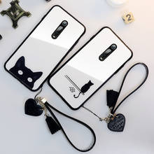 Case & Strap For Xiaomi Redmi Note 8 Pro phone Cases For Xiaomi Redmi Note 8 7 Pro Cute Simple cartoon cat Glass Hard back Cover 2024 - buy cheap