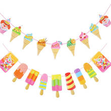 fresh Cool Ice Cream Popsicle Banner Bunting for Tropical Summer Party Bar Ice Pop Garland Kid Birthday Party Decoration 2024 - buy cheap