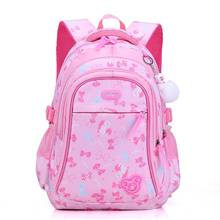 Bow Printed Girls Backpack Kids School Bookbag for Primary Students Pink Waterproof Oxford Schoolbag Backpack 2024 - buy cheap