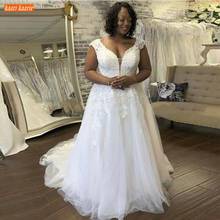 Vestidos de novia blancos de África, moda 2020, Apliques de encaje de tul, línea A, largos, árabes, vestidos de novia de marfil hechos A medida 2024 - compra barato