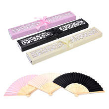 1pc Personalized Luxurious Silk Fold hand Fan in Elegant Laser-Cut Gift Box +Party Favors/wedding Gifts+printing 2024 - buy cheap