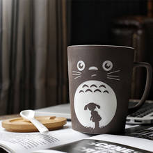 Ceramic Cartoon Totoro Milk Coffee Mugs With Lid and Spoon Large Capacity Matte Water Cup Office Teacups Kitchen Drinkware Gift 2024 - buy cheap