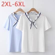 New 2021 Ladies Summer Plus Size Tops For Women Large Short Sleeve Slim Elastic White Cotton Bow O-neck T-shirt 3XL 4XL 5XL 6XL 2024 - buy cheap