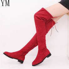 Side zip Thigh High Boots Female Winter Boots Women Over the Knee Boots Flat Stretch Sexy Fashion Shoes New Lace-up Riding Boots 2024 - buy cheap