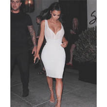 High Quality Summer New Sexy Rayon Bandage Dress  Mesh Women Bandage Dress White Party Night Club Bodycon Dress 2024 - buy cheap