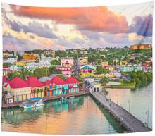 Barbuda St John's Antigua Port and Skyline at Dusk Tapestry Home Decor Wall Hanging for Living Room Bedroom Dorm 50x60 inches 2024 - buy cheap