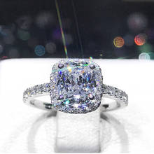 Anéis de luxo femininos para casamento 925, prata esterlina, corte quadrado, joias para meninas, joias para mulheres 2024 - compre barato