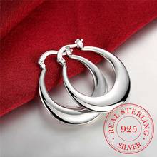 Cute Crescent Moon Round Creole Hoop Earrings for Women 925 Sterling Silver Statement Fine Jewelry Brincos Female Gifts 2024 - купить недорого