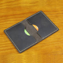 Handmade Crazy horse Genuine Leather Men card holder small Business card holder Leather Card wallet Women credit card ID Holder 2024 - buy cheap
