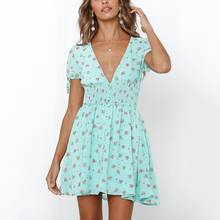 38# Summer Dress 2020 Boho Style Beach Dress Fashion Short Sleeve V-neck Polka Dot A-line Party Dress Sundress Vestidos 2024 - buy cheap