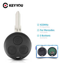 KEYYOU-llave de coche remota de 3 botones, para Mercedes Benz, Smart Fortwo, 450, Forfour Roadster, Chiave, 433MHz, 1998-2006 2024 - compra barato