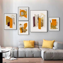 Abstract Golden Color Block Canvas Painting Fashion Purple Poster Print Modern Quadro Wall Picture for Living Room Nordic Poster 2024 - buy cheap