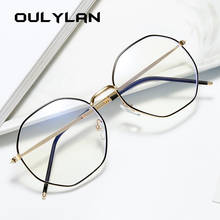 Oulylan óculos de metal, armação antiluz azul para homens e mulheres, lente clara para miopia 2024 - compre barato