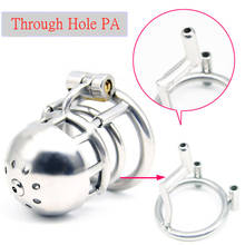 Sex Shop New 316L Stainless Steel Male Through Hole PA Chastity Device,Penis Ring,Cock Cage with Catheter,BDSM Sex Toys For Men. 2024 - buy cheap