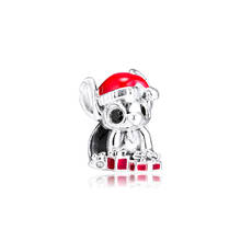 Cartoon 2020 Silver Beads for Charms Bracelets Red Enamel Silver 925 Jewelry Christmas Charm Beads for Jewelry Making 2024 - buy cheap