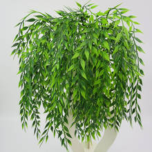5 garfos verde plantas artificiais de pendurar parede salgueiro decoração da casa varanda decoração cesta de flor acessórios 2024 - compre barato