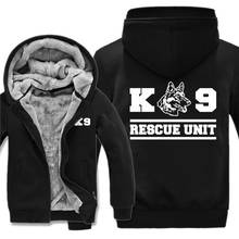 K9 unidade de resgate moletom homens, moda legal bombeiros polícia cachorro impresso k9 moletom jaqueta masculina com capuz 2024 - compre barato