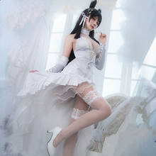 Atago Azur Lane Cosplay IJN Atago cosplay costume White flower vow wedding dress Bride dress female halloween fancy long dress 2024 - buy cheap