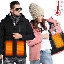 Зимняя куртка для пар с подогревом через USB, мужской и женский пуховик большого размера, хлопковое пальто для пеших прогулок, теплая водонепроницаемая куртка, дождевая куртка, пальто, парки 2024 - купить недорого