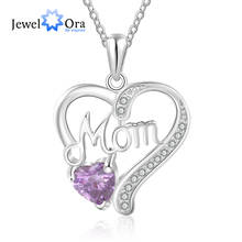 JewelOra Personalized Heart Necklace with Custom 12 Colors Birthstone Elegant Zirconia Mom Pendent Necklace Mothers Day Gift 2024 - buy cheap