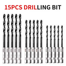 15pcs Drill Bit Hexagonal Shank High Speed Steel Straight Shank HSS High Speed Steel Titanium Coated Drill Bit Tool Set 2024 - buy cheap