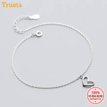 Trustdavis-cadena minimalista de plata fina para mujer, colgante con forma de corazón, cadena de 20cm, 925 piezas, DS1416 2024 - compra barato