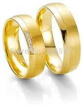 Personalizado tailor feito à mão ouro amarelo chapeamento de titânio moda jóias seu e dela noivado anéis de casamento conjuntos para casais 2024 - compre barato