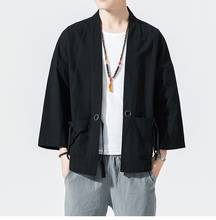 2019 Men Open Stitch Oversize Vintage Jackets Mens Chinese Style Kimono Coat Clothes Male Autumn Pockets Black Jackets 2024 - buy cheap