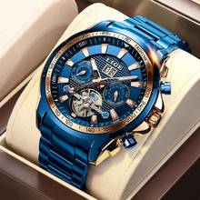 LIGE Sapphire Glass Automatic Watch Men Top Brand Luxury Full Steel Sport Mechanical Watch Fashion 100M Waterproof Men Watches 2024 - buy cheap