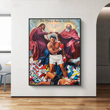 Figura boxer pintura a óleo impressão da lona cartaz nórdico arte da parede imagem para sala de estar decoração casa sem moldura 2024 - compre barato