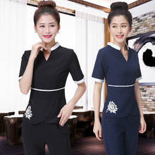 Lab Set Jacket+Pants Hotel Waiter Aviation Uniform Women Short Sleeve Medical Uniform Lady Beauty Salon SPA Fashion Work Uniform 2024 - buy cheap