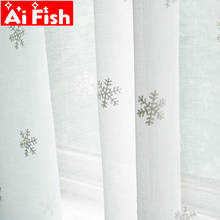 Роскошная белая хлопковая льняная занавеска, прозрачная Рождественская вышитая Снежинка, тюль для эркеров, занавеска для гостиной, s, wp157-4 2024 - купить недорого