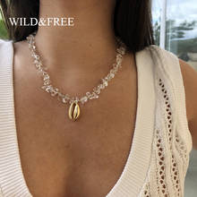 Wild & Free золото Каури ожерелье для женщин с ракушками и ожерелье с подвеской в виде ювелирных изделий колье ожерелье из белых камней 2024 - купить недорого