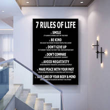 Pintura en lienzo motivacional de 7 reglas de la vida, carteles e impresiones en blanco y negro, imagen artística de pared inspiradora para decoración de sala de estar 2024 - compra barato