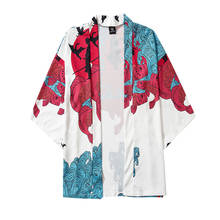Camisa kimono japonesa para homens, roupa estilo quimonos com guindaste, camisa para cosplay 2024 - compre barato