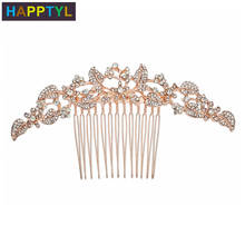 Happtyl 1 pçs penteados pentes cristais strass nupcial grampos de cabelo grampos de cabelo feminino casamento headpiece para damas de honra nupcial 2024 - compre barato