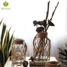 Hot Sale Hemp Rope Vase Handmade American Style Glass Vase Living Room Table Decor Water Hydroponics Flower Rope Dry Flower Vase 2024 - buy cheap