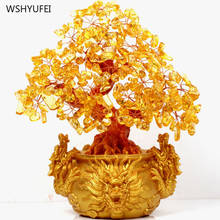 Chinese Golden Crystal Lucky Money Fortune Tree LUCKY Fortune Wealth Home Office Decoration Ornament Figurines Best Gifts 2024 - buy cheap