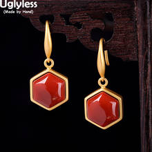 Uglyless Hexagon Stars Earrings for Women Meaty Agate Natural Gemstones Earrings Real Gold 925 Silver Fashion Dress Jewelry Gems 2024 - buy cheap