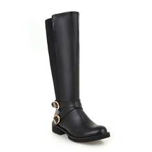 Botas altas de cano alto, plus size, 9, 10, 11-15, costura no joelho, com fivela lateral e zíper 2024 - compre barato