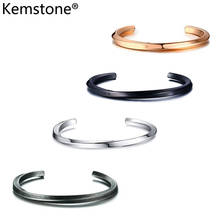 Kemstone 4mm c forma torção aço inoxidável vintage cinza rosa ouro preto cor prata manguito pulseira jóias masculino 2024 - compre barato