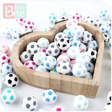 20PC Bite Bites BPA Free Small Football Silicone Bead DIY Jewelry Accessories Necklace Made Soccer Food Grade Baby Teether Goods 2024 - buy cheap