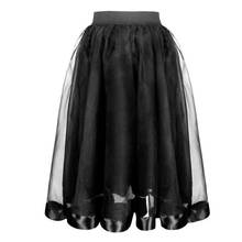 Vestido de baile de satén y Organza para mujer, falda gótica de Lolita, ropa Sexy Steampunk, faldas largas de fiesta para Club y graduación, color negro, 2 capas 2024 - compra barato