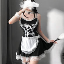 Vestido de dama con cordones, traje de sirvienta con volantes de conejo, Sexy, disfraz de chica japonesa, delantal de diario, uniforme Kawaii, camisón 2024 - compra barato